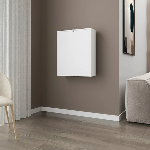 White Wall-Mounted Drop-Leaf Table
