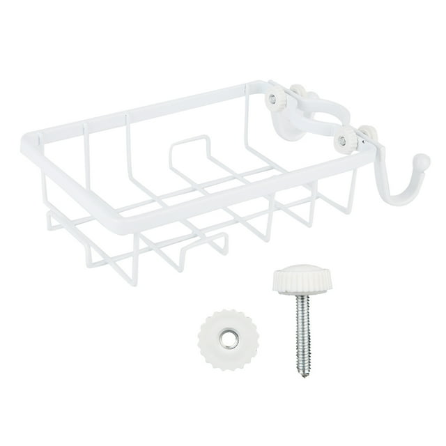 White WallMounted Kitchen Organizer, Drainage System for Utensils, No