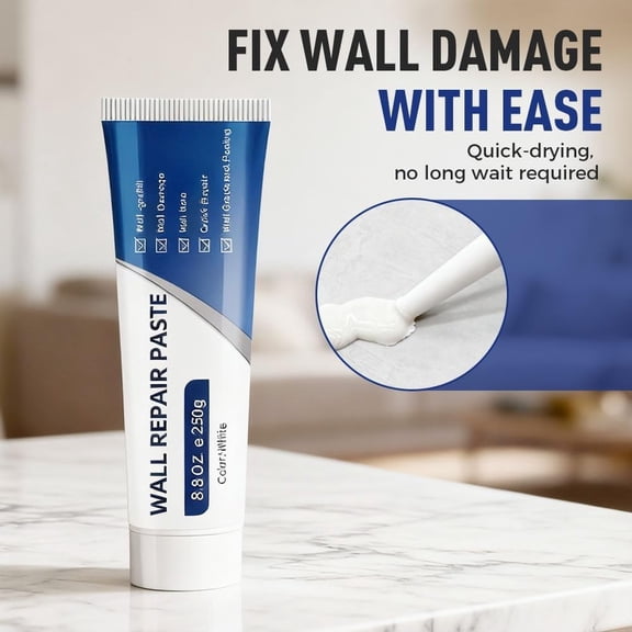White Wall Repair Paste with Random Scraper, Spackling Filler for Holes and Cracks, Drywall Patch Compound for Interior Walls, Smooth Finish Plaster