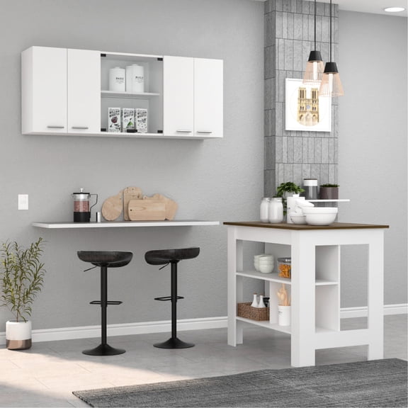 White & Walnut Kitchen Furniture | Sleek Design, Ample Space for Kitchen Stuff