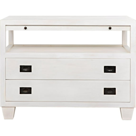White Wash Mahogany 2-Drawer Side Table