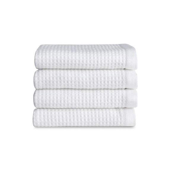 White Washcloth Waffle Weave Terry 4 Pack 13x13 Inches