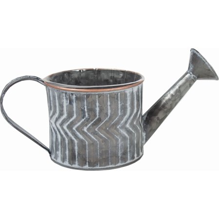 White Washed Metal Watering Can Shaped Planter