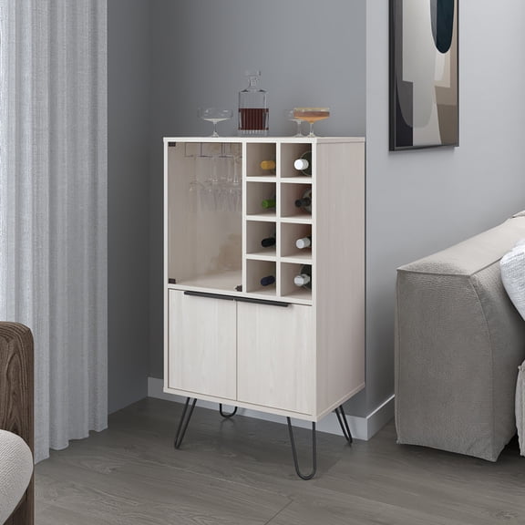 White Washed Oak Style - Spacious Storage for Wine - Living Room Place - Reliable Use