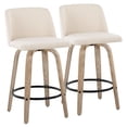 thumbnail image 1 of White-Washed Wood Cream Fabric Counter Stools, Set of 2 with Swivel Seats and Footrest, 1 of 5