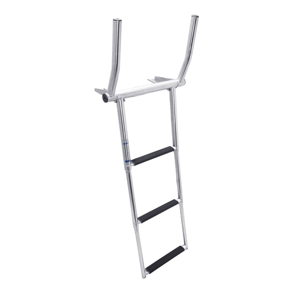 White Water B00301RFG Marine 316 Stainless Steel Telescoping Over Platform Ladder With Fold Out Grab Rails, 3-Step, For Boat, Yacht, Boarding, Camping, RV