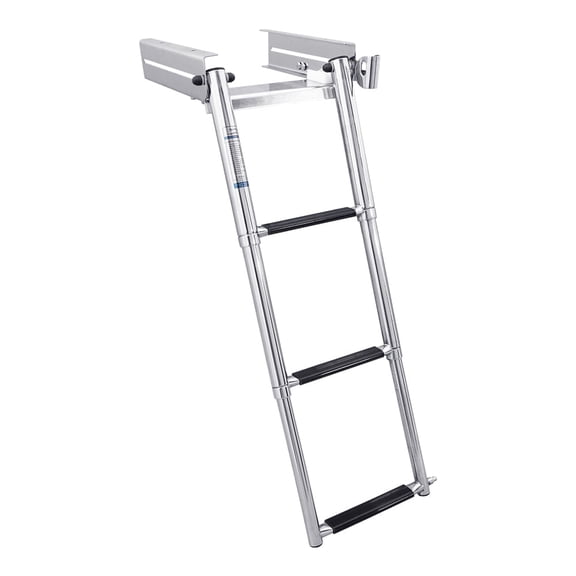White Water B00301USL Marine Boat Under Platform Quick Release Telescoping Ladder, 3 Step