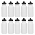 thumbnail image 1 of White Water Bottles 20 oz. Set of 10, Bulk Pack - BPA-Free, Reusable, Squeezable - White Black, 1 of 5