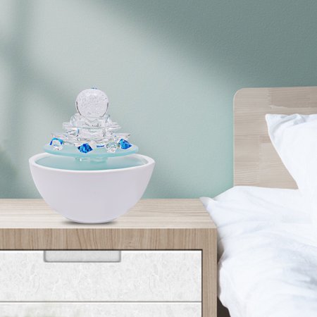 White Water Fountain LED Light Tabletop Waterfall with Crystal Ball Home Decor