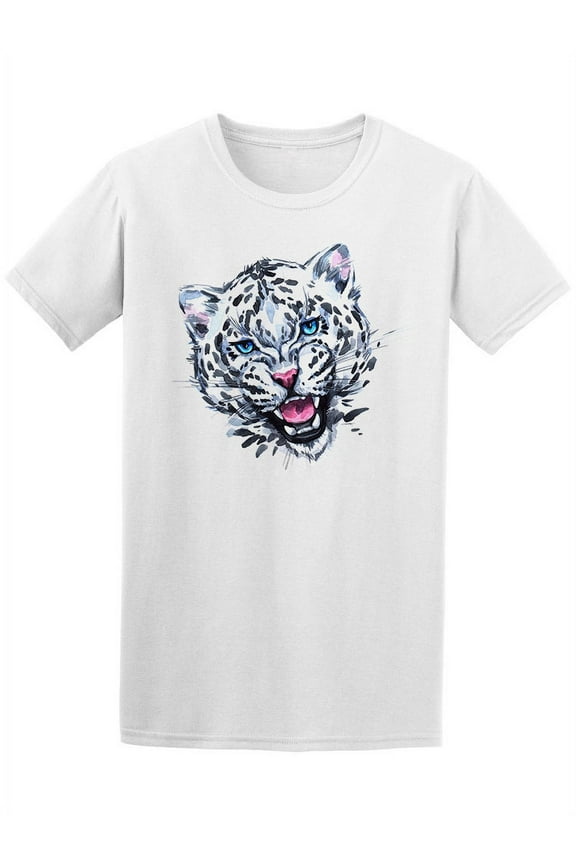 White Watercolor Roaring Leopard Tee Men's -Image by Shutterstock