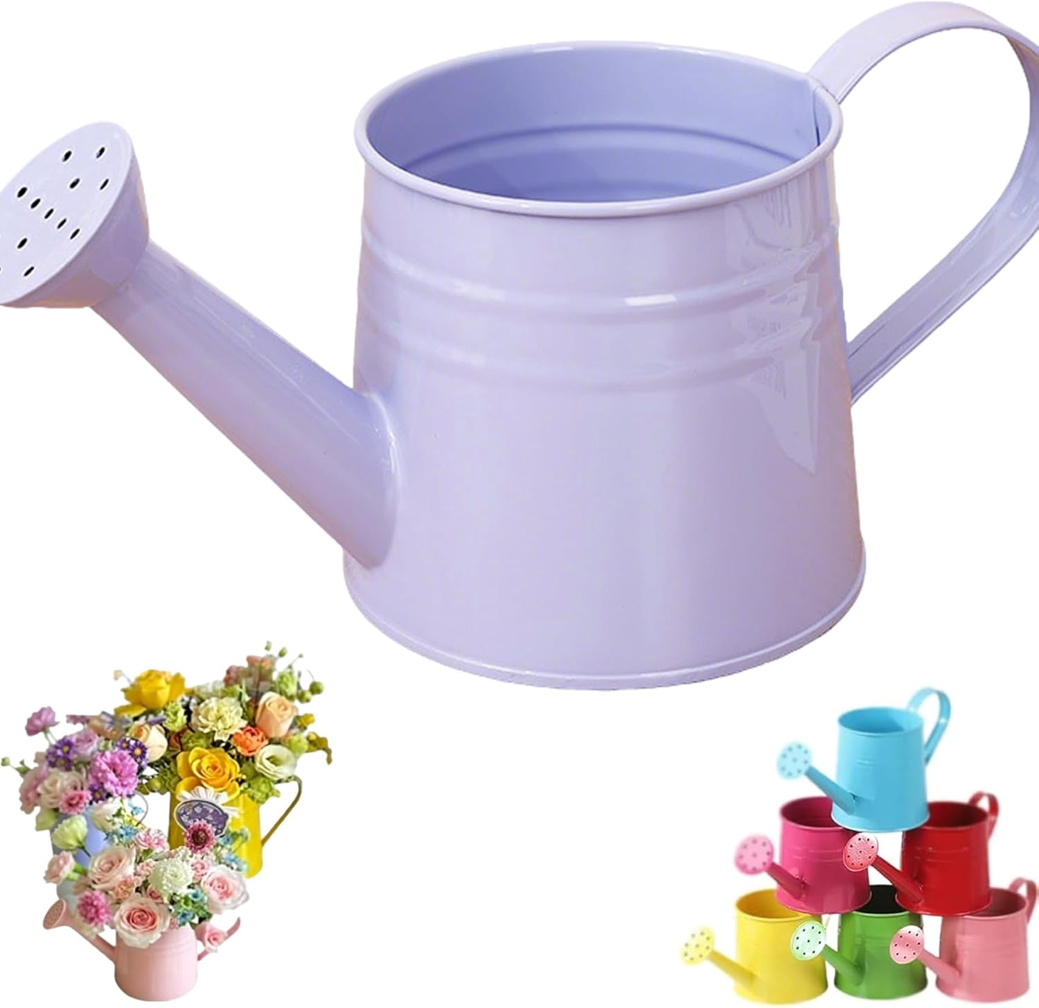 White Watering Can Metal, Vintage 1 Gallon Plant Watering Can with Long Spout