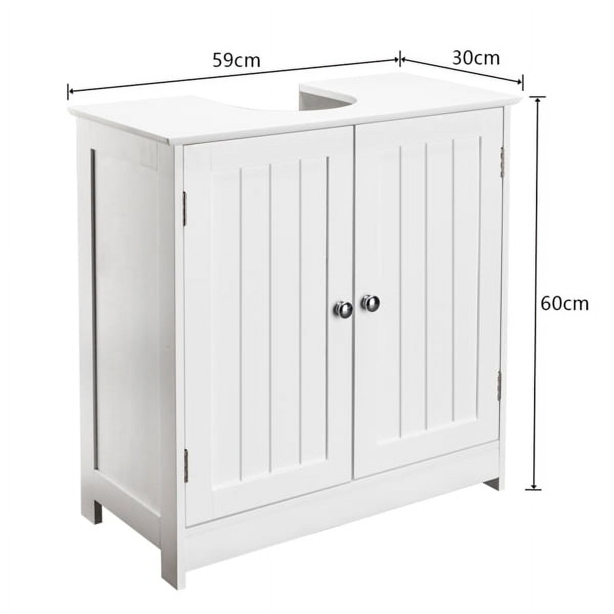 White Waterproof Bathroom Sink Cabinet w/Magnetic Base & Vintage Knobs - Adjustable Shelf Under Sink Storage 23.6x11.4x23.6 Inch