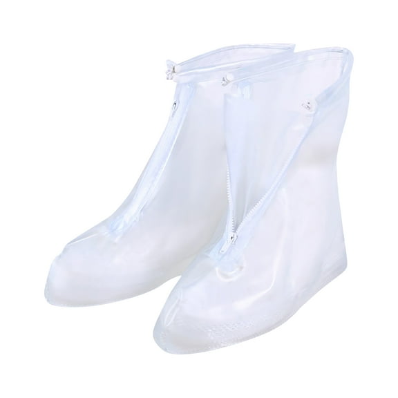 White Waterproof Boot Covers - Plastic Rain Shoe Covers, Reusable And Easy To Clean Rain Shoes Boots Covers, Overshoes Galoshes Travel for Men Women Kids (1 Pair, S)