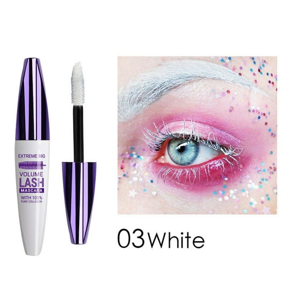 White Waterproof Mascara in a Smudgeproof, Lengthening, Hypoallergenic Silk Fiber Mascara for Voluminous, Colorful Eyes for Festive Looks