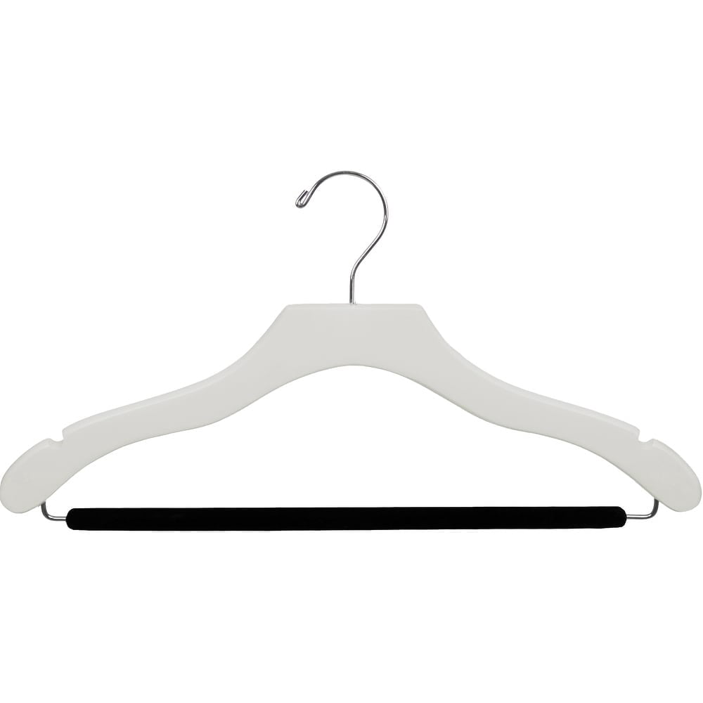 International Innovations White Wavy Suit Hanger with Non-slip Bar (Case of 50)