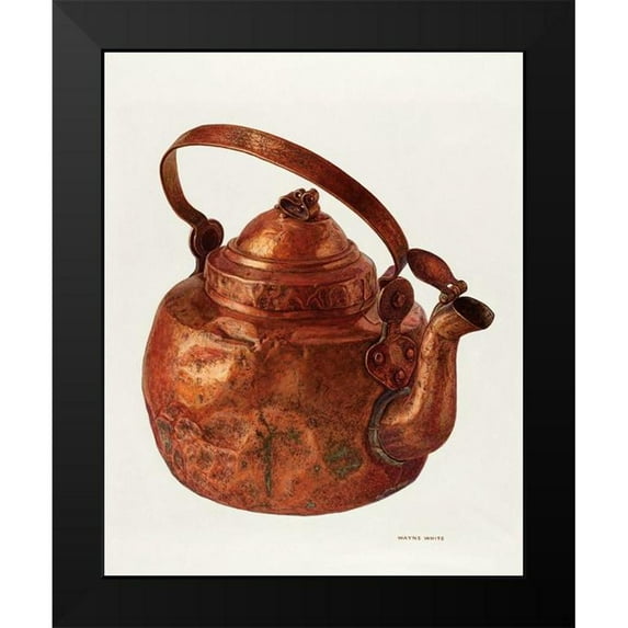White, Wayne 15x18 Black Modern Framed Museum Art Print Titled - Copper Tea Kettle 1940