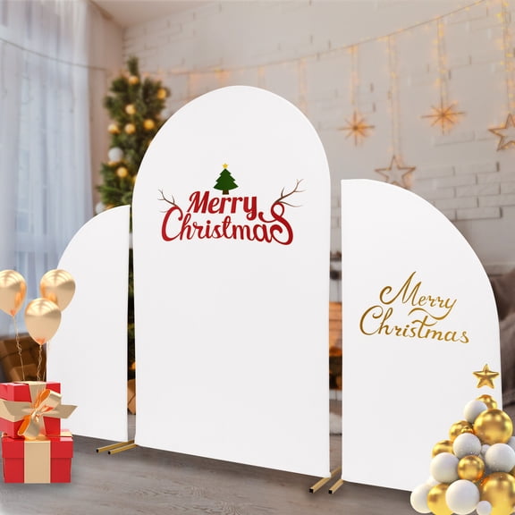 White Wedding Arch Cover & Golden Wedding Arch Backdrop Stand Set Party Ceremony
