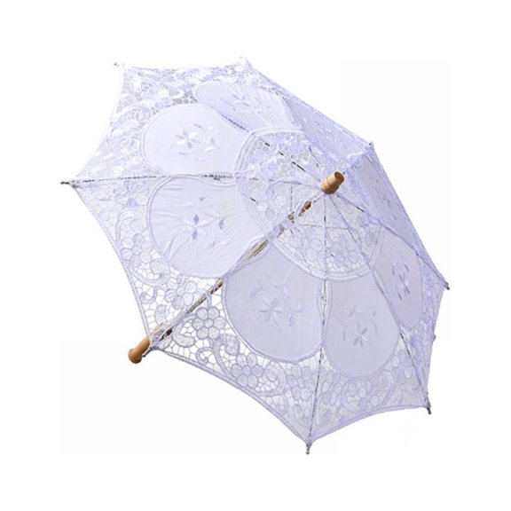 White Wedding Lace Parasol Umbrella Victorian Lady Costume Accessory Bridal Party Decoration Photo Props