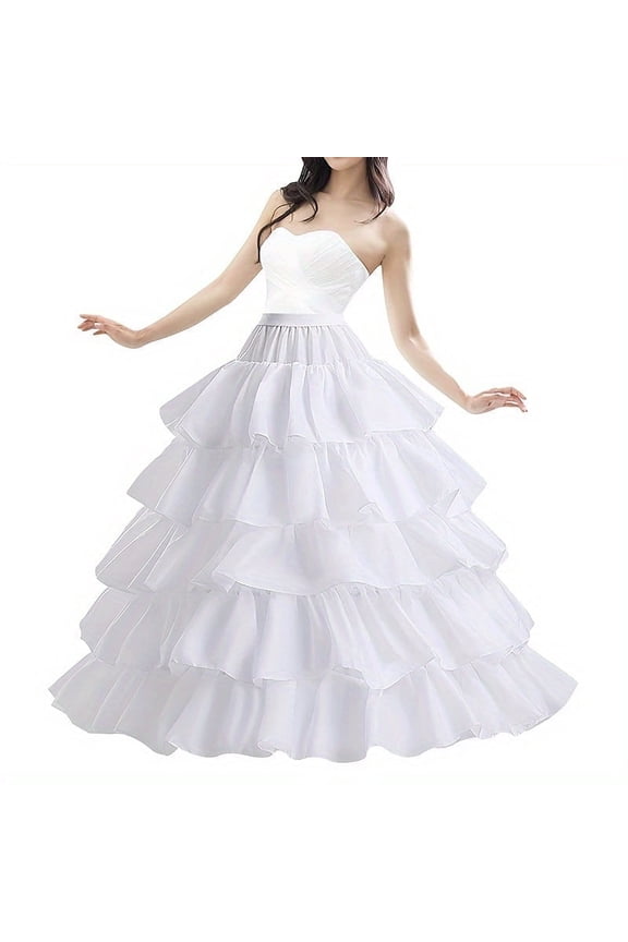 White Wedding Petticoat Underskirt for Women - Adjustable Waist Bridal Crinoline Slip, Full-Length Poofy Petticoat Skirt Under Dress for Wedding Gowns, Prom & Formal Dresses