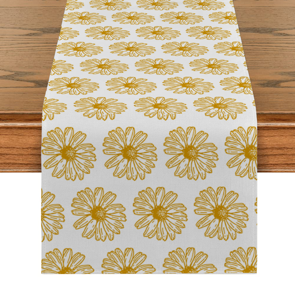 White Wedding Table Runner Daisy Individual Cloth for Table Tennis