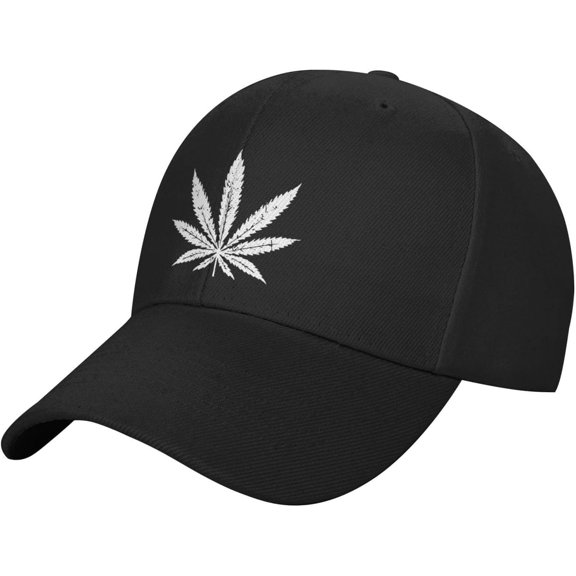 White Weed Leaf Adjustable Rear Buckle Cap Baseball Cap Sandwich Cap Truck Driver Cap Peaked Cap