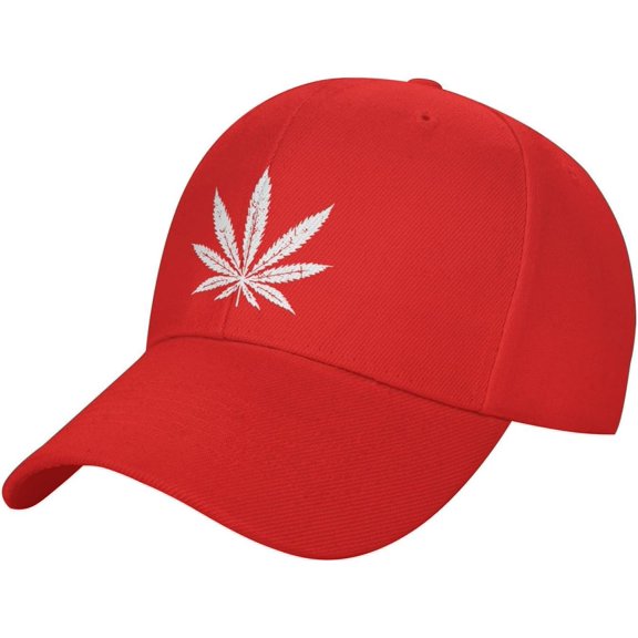 White Weed Leaf Adjustable Rear Buckle Cap Baseball Cap Sandwich Cap Truck Driver Cap Peaked Cap