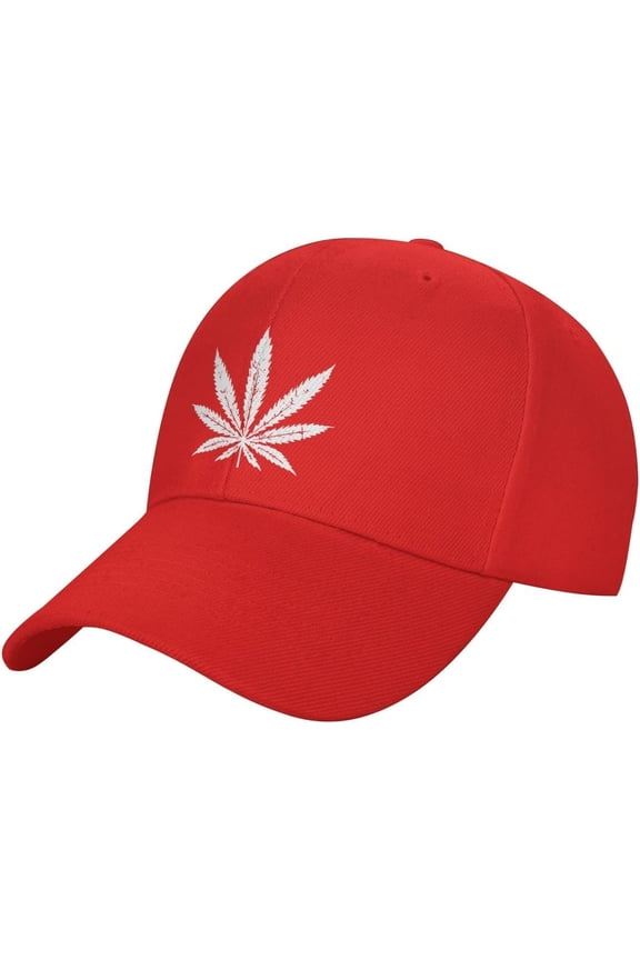 White Weed Leaf Adjustable Rear Buckle Cap Baseball Cap Sandwich Cap Truck Driver Cap Peaked Cap