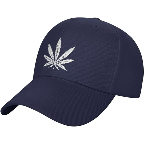 White Weed Leaf Adjustable Rear Buckle Cap Baseball Cap Sandwich Cap Truck Driver Cap Peaked Cap