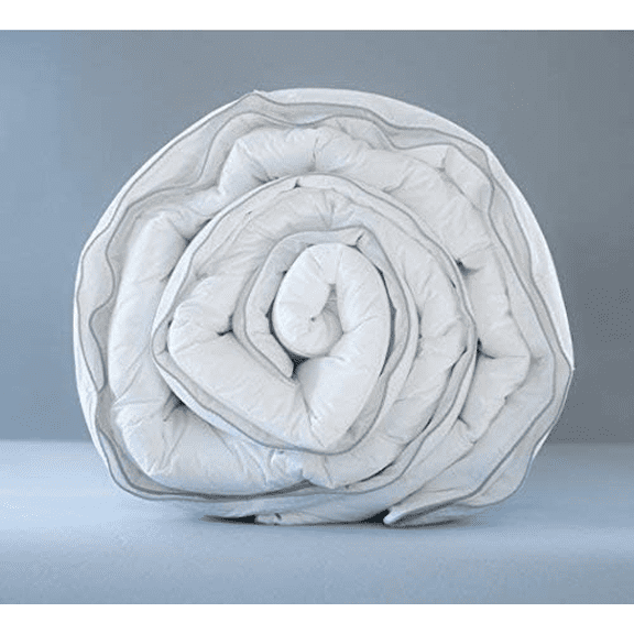 White Weighted Comforter with Grey Trim (Queen Size) for Adults | Premium Cotton