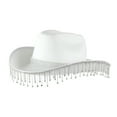 thumbnail image 1 of Celivon Pink Western Cowboy Hat Solid Color Party Rhinestone Fringe Wedding Bride Cowgirl Hat, 1 of 2