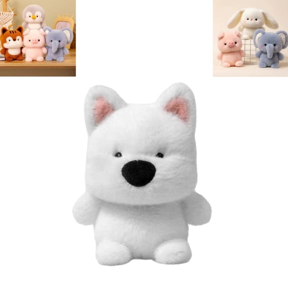 White Westie Dog Plush Stuffed Animal Toy, Soft Plushie Doll, Cute Animal Figure, Home and Desktop Ornament, Wonderful Gift Choice for Kids for Multiple Occasions