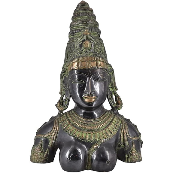 White Whale Brass Antique Goddess Parvati Idol Figurine Home Decorative Showpiece
