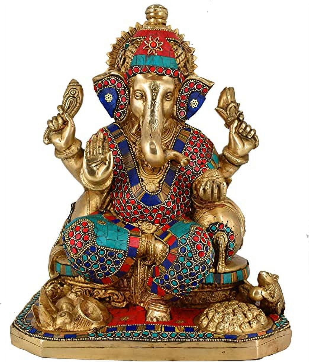 White Whale Large Lord Ganesh Murti Ganesha Idol Ganpati Brass