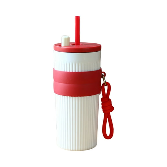 White White 750Ml Scald Proof Water Cup With Straw Heat Resistant Plastic Tumbler With Handle Leak Proof Portable Drinkware For Kids Adults Outdoor Sports Office Use