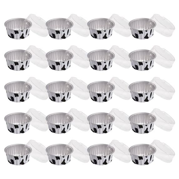 White White Aluminum Foil Round Baking Cups With Lids For Cake And Pudding 20 Pieces Set