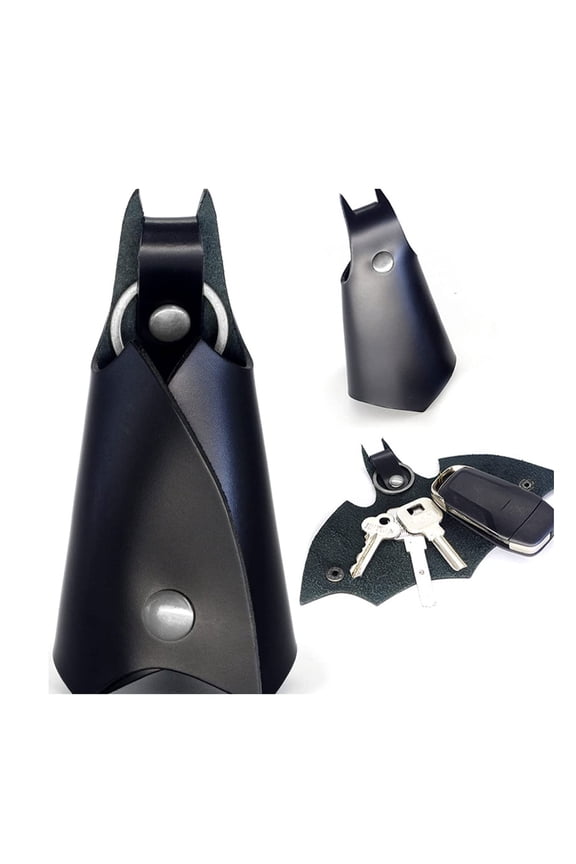 White White Bat Shaped Leather Keychain For Car Keys And Daily Use 1-Piece Pu Leather Key Case With Cover And Bracket Size 6 X 10.5 Cm - Key Fob Protector For Gifts