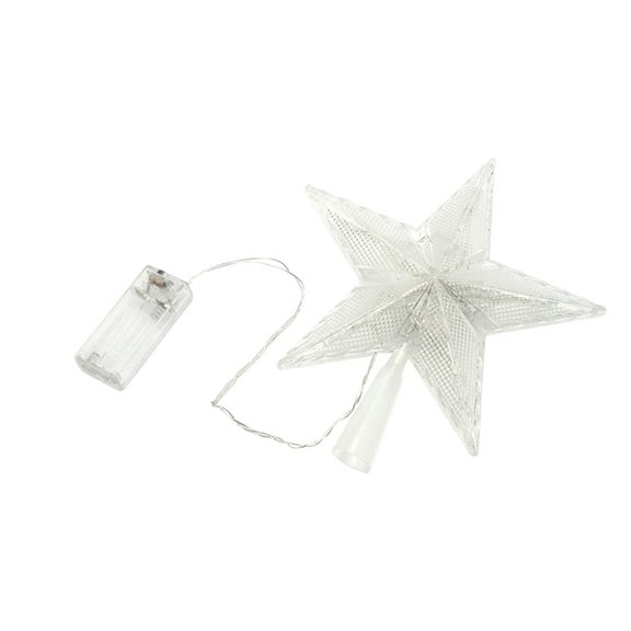 White White Christmas Tree Topper Star Light Hollow Design For Holiday Decor