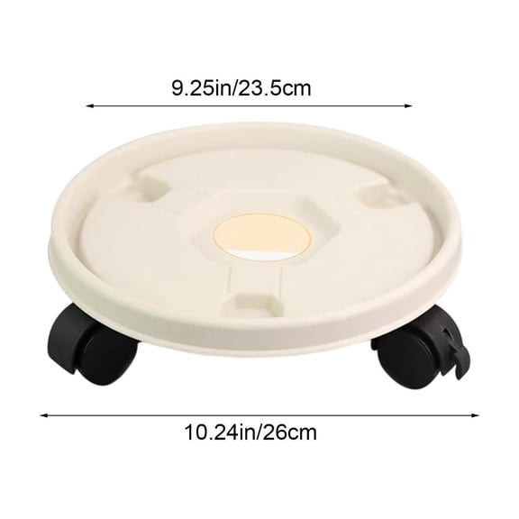 White White Circular Pot Tray With Rollers For Moving Indoor And Outdoor Plants And Collecting Drainage