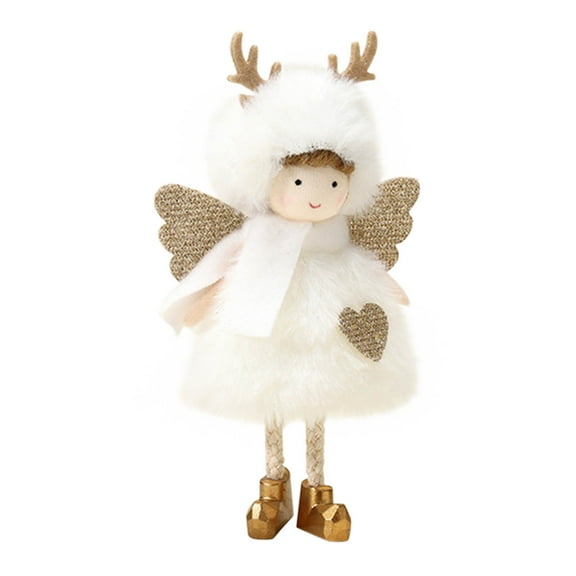 White White Color Small Angel Plush Car Hanging Ornament Soft Stuffed Toy For Vehicle Interior Decoration