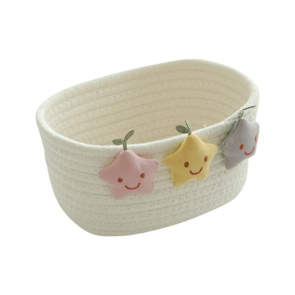 White White Desktop Storage Basket Cotton Woven Small Organizer Box Without Lid Cute Decorative Tray 20X15X9Cm 7.87X5.90X3.54Inch