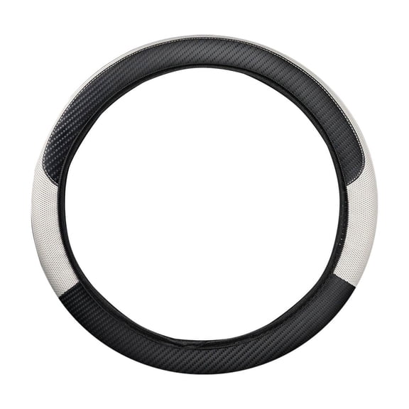 White White Fiber Steering Wheel Cover With Non-Slip Surface And Universal Fit