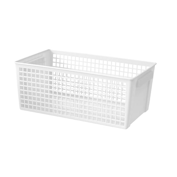 White White Large Organizer Basket With Handles Ventilated Design For Storage Of Clothes Blankets Or Toys Plastic