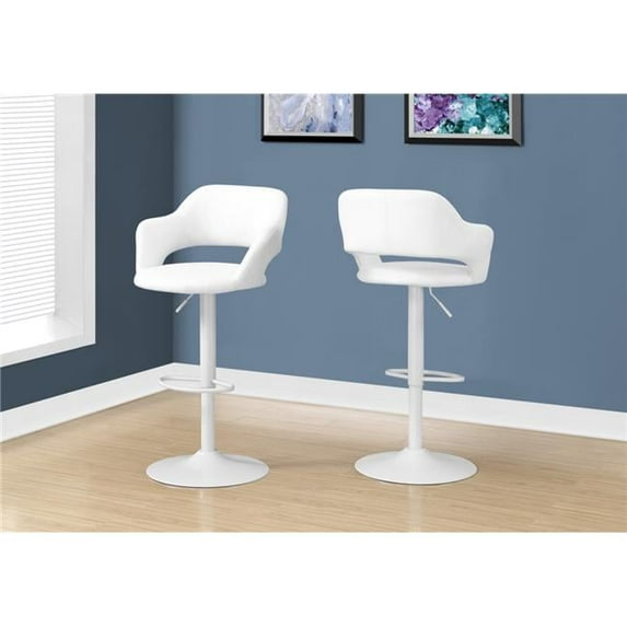 White & White Metal Hydraulic Lift Barstool