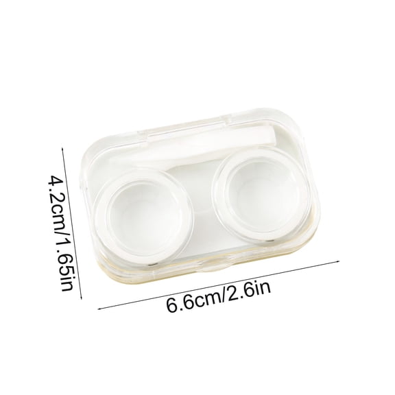 White White Plastic Contact Lens Storage Box Travel Size Double Lens Cups And Accessory Compartment