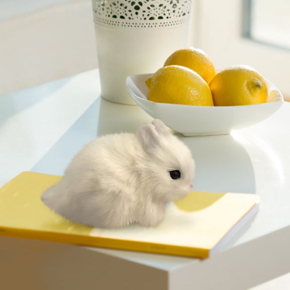 White White Simulation Rabbit Figurine Desktop Ornament Cute Hare Model For Home Decor Miniature Animal Toy Gift For Kids Realistic Collectible Figure