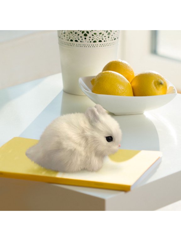 White White Simulation Rabbit Figurine Desktop Ornament Cute Hare Model For Home Decor Miniature Animal Toy Gift For Kids Realistic Collectible Figure