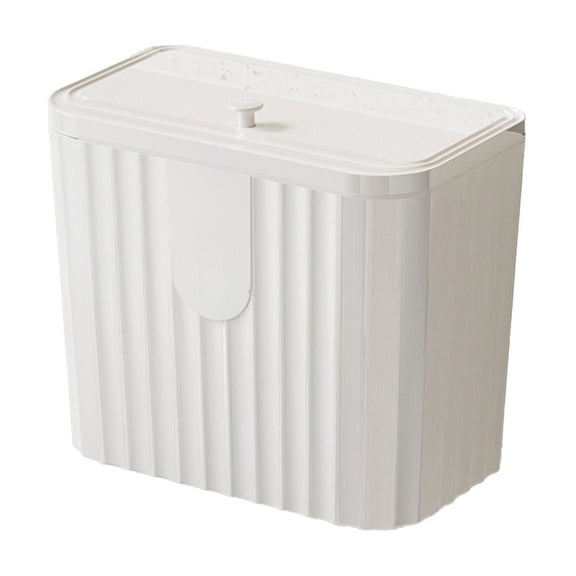 White White Wall Mounted Slide Lid Trash Can Plastic Waterproof Wastebasket 10.23X8.66X5.9 Inch For Household Use With Convenient Hanging Design