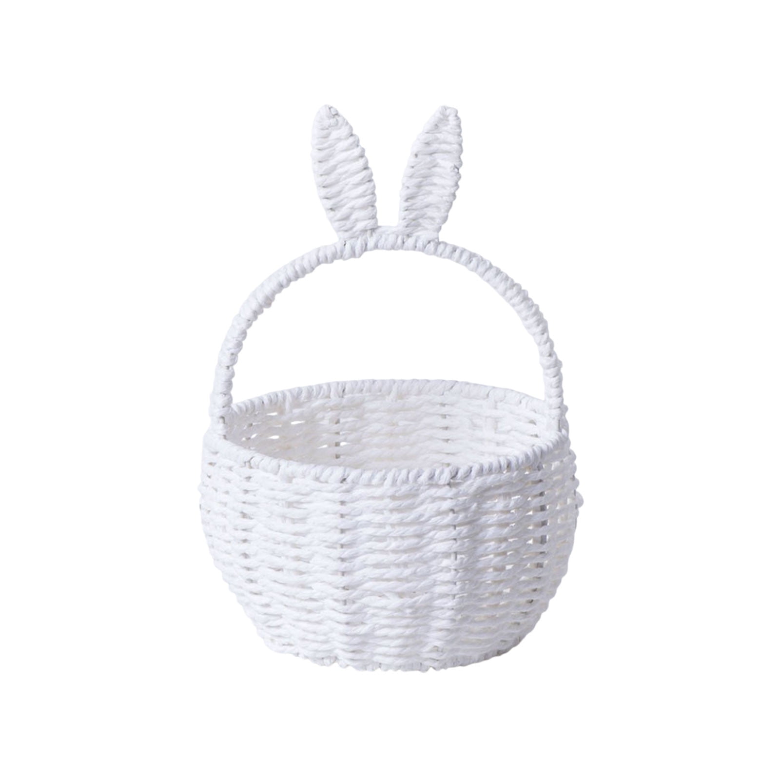 White White Woven Bunny Basket For Spring And Easter Decor Versatile Storage Tote For Holiday Gifts Books And Living Room Organization