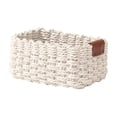 thumbnail image 1 of White Wicker Basket for Counter,Plastic Woven Storage Basket,Rectangular Rope Woven Baskets for Organizing,Pantry Table Organizer Bins for Bedroom Living Room Bathroom Shelves Desk,S, 1 of 5