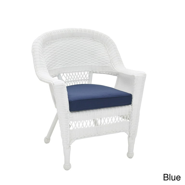 White Wicker Chair with Cushion